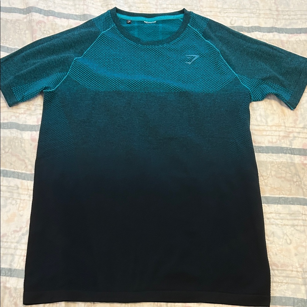 Gymshark Teal and Black Performance Tee